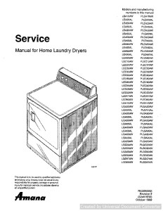 Amana LEA30AL Home Laundry Dryer Service Manual