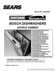Bosch SHI 6802 Dishwasher Sears ServiceManual