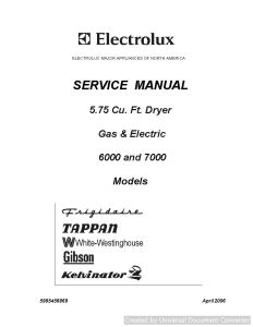 Frigidaire Affinity Dryer Service Manual