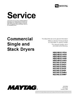 Maytag MDE MLG23PRA Commercial & Single Stack Dryer Service Manual