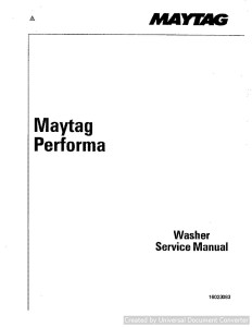Maytag PAV1000AW Performa Washers Service Manual