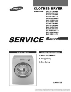 Samsung DV316LEW XAA Cloths Dryer Service Manual