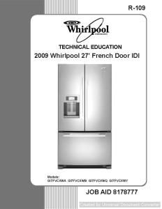 Whirlpool GI7FVCXWB 2009 27' French Door IDI Service Manual