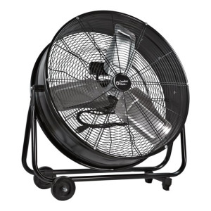 Comfort Zone 24" 2-Speed Industrial Drum Fan with 180-Degree Adjustable Tilt, Black