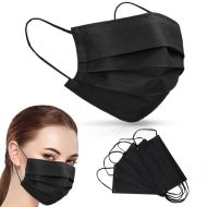 Black Disposable Face Mask Adults Mouth Cover 3Ply with Ear Loop 50 Pcs