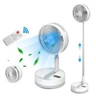 BlitzWolf Oscillating Pedestal Fan Foldable 14''-39'' Height with LED, 4 Speeds Multifunctional USB Rechargeable Desktop Fan for Office Home Travel 10800mAh